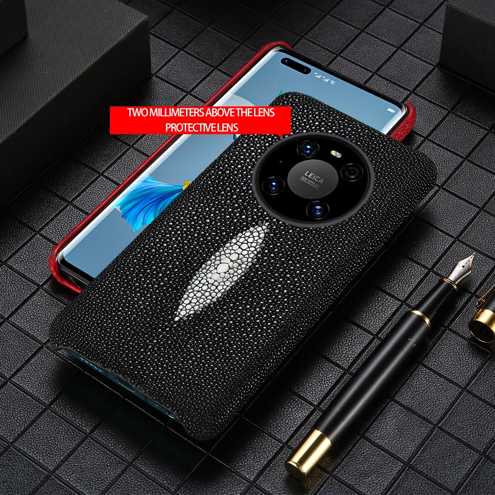 

Чехол для телефона из натуральной кожи ската для Huawei Mate 80 Pro Plus RS Pura 70 Ultra, чехол для Honor 400 X9C Magic 8 Pro 7 Lite