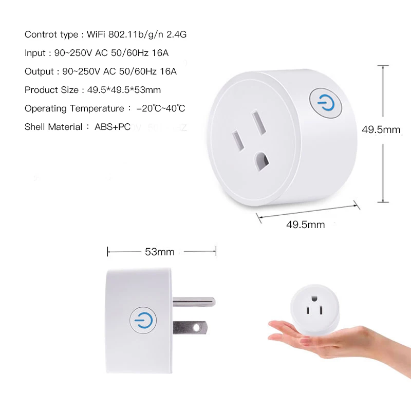 US Matter 10A Wifi Smart Socket with Power Monitor US Plug Home Appliance Outlet Works with Homekit Alexa Google