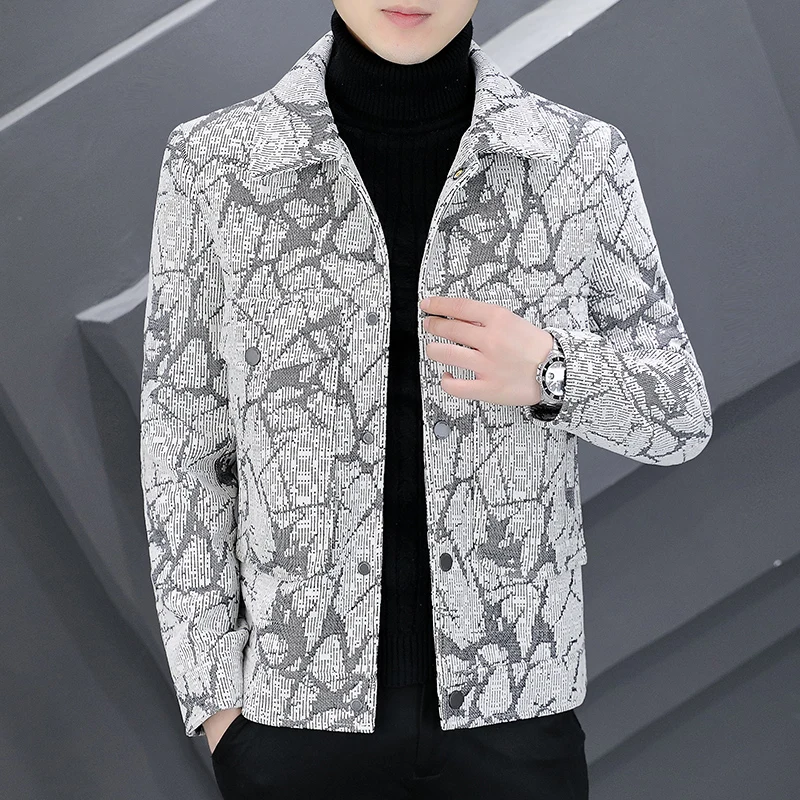 

Ele ort Men's Coat Ultra-Woolen Material Turn-down Collar Trendy Brand Haome Spring Autumn New Arrival Jaet