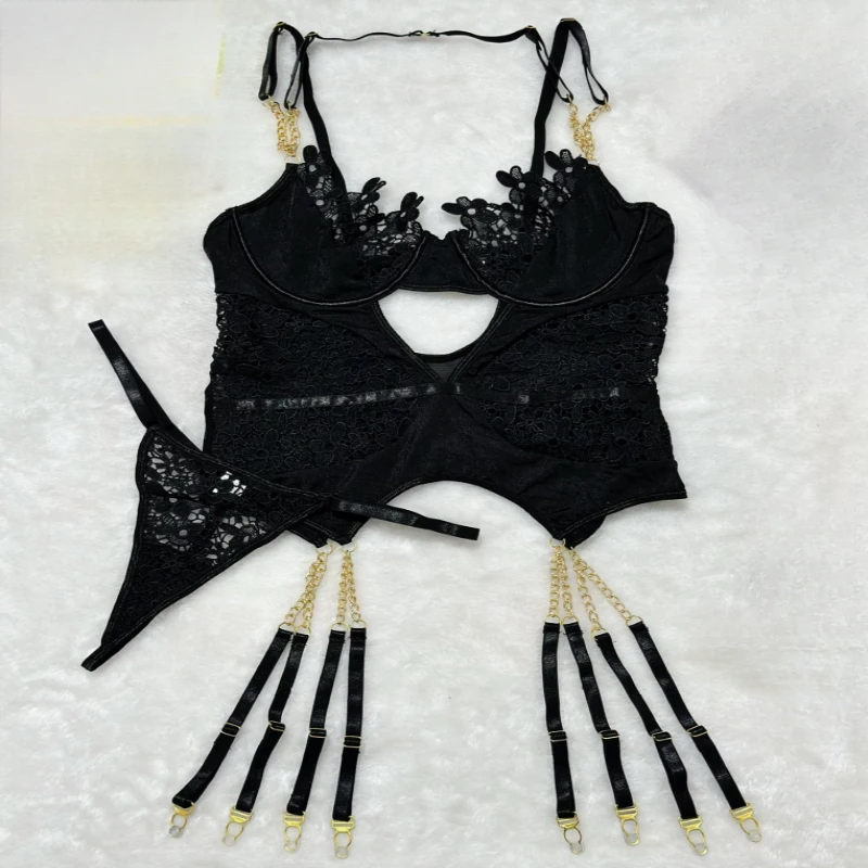 

Элитный кружевной комплект бикини с ажурным узором, черного цвета, соблазнительное и сексуальное нижнее белье.