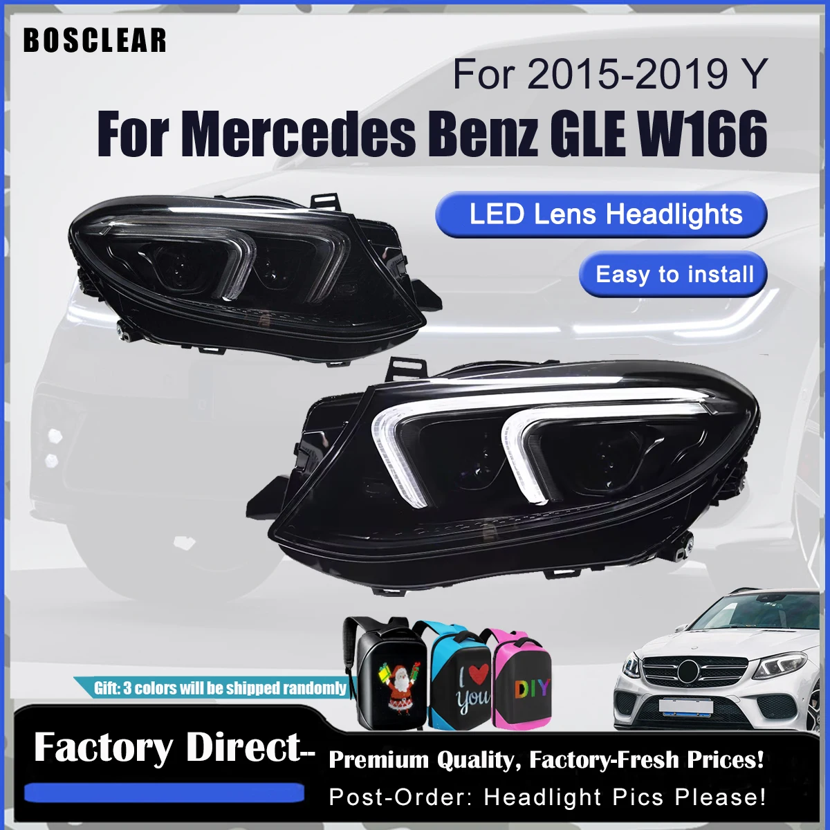 

Car Lighting System for Mercedes-benz GLE W166 2015-2019 Headlamps Assmebly Upgrade Lights 2pcsHeadlights Automotive Accessories