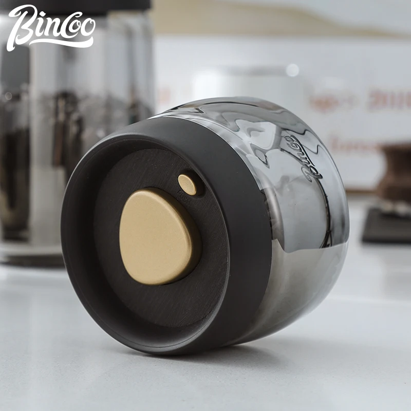 Bincoo-Coffee Bean Glass Sealed Jar, Blackout, Push-type Vacuum, Coffee Powder Storage Jar, Tea Storage Jar