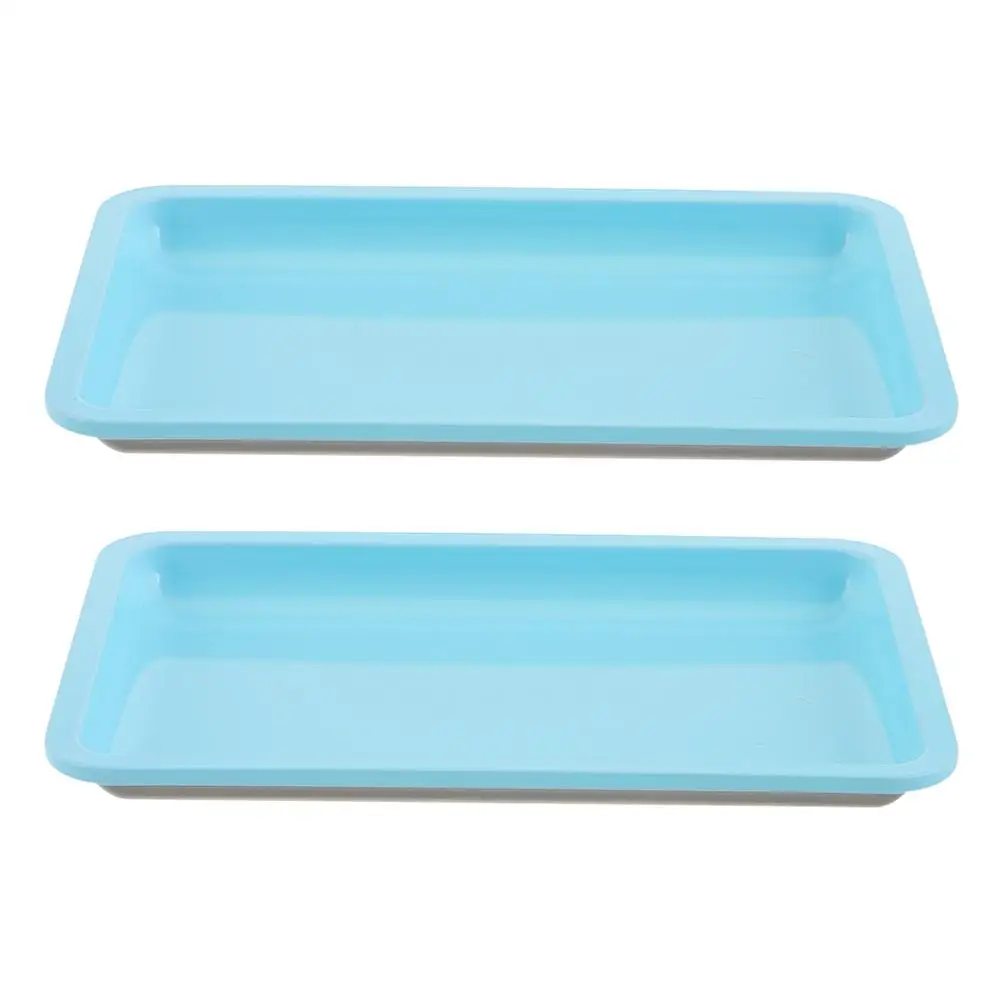 

2Pcs Nail Storage Tray Small Jewelry Vanity Plate Bathroom Accessories Beauty Display Blue Makeup Skincare Organizer