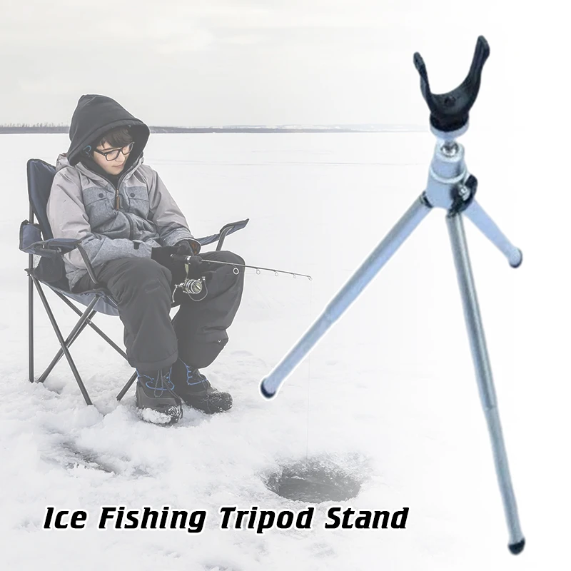 

Portable Folding Ice Fishing Tripod Stand Aluminum Alloy Fishing Rod Holder Tool Winter Fishing Bracket Small Triangle Bracket