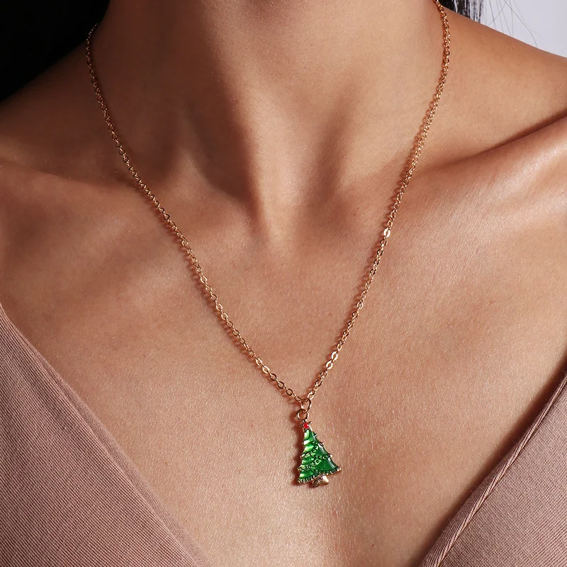 Mode Weihnachten Halsketten Emaille Santa Claus Baum Glocken Anhänger Halskette für Frauen Mädchen Weihnachten Party Urlaub Schmuck Geschenke – Detail 25