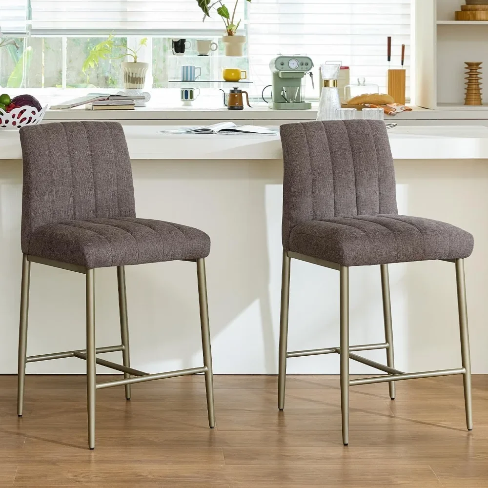 

2 Sets of Comfortable Bar Stools, 26 Inch Cushioned Counter High Bar Stools with Backrests