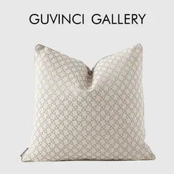 GUVINCI GALLERY H Style Inspired Chains Geometry Jacquard Cushion Cover Luxury Hotel Villa Sample House Pillow Case Oatmeal Gray