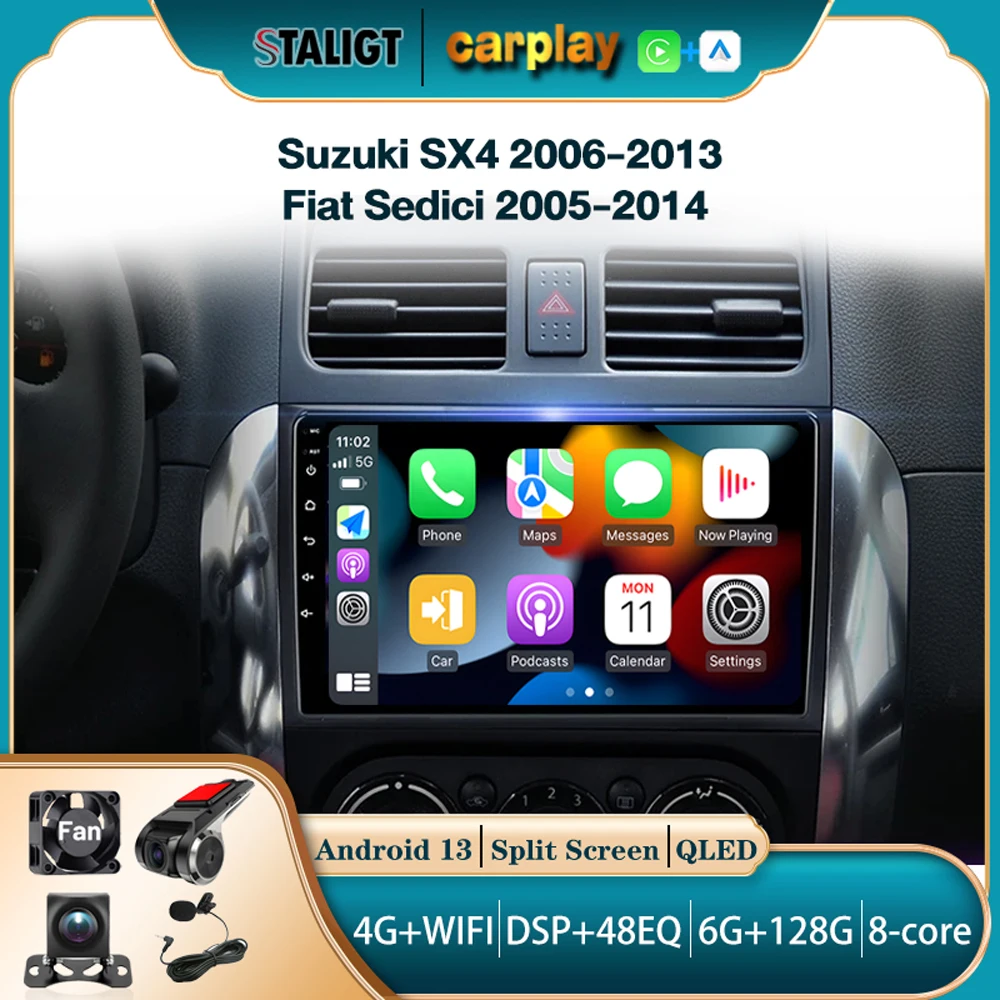 

Autoradio For Suzuki SX4 2006-2013 Fiat Sedici 2005-2014 Carplay Android Auto Wireless Radio Multimedia Player 8Core FM AM RDS