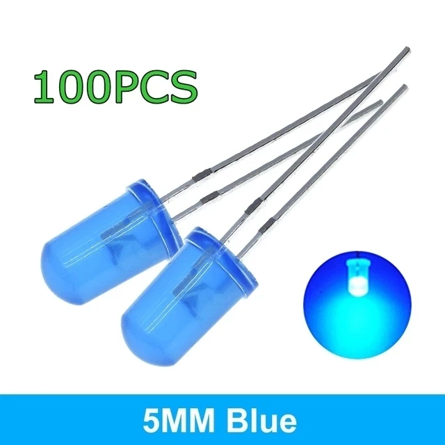 Funeng 5 Kleuren 20Pcs = 100Pcs F5 5Mm Ronde Geel Wit Rood Groen Blauw Diffuus Ronde Dip diode Led Lamp Licht