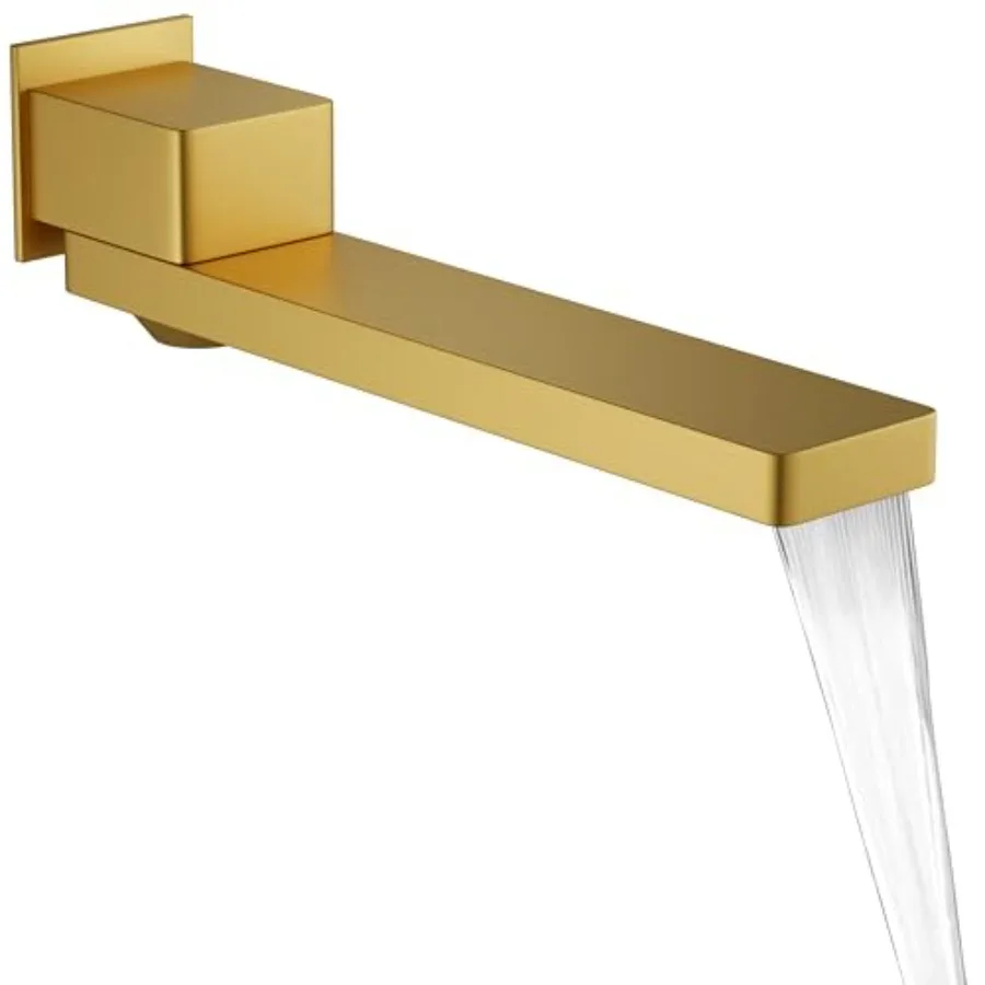 

Bathtub faucet spout for wall-mount installation, brushed gold finish, stainless steel construction, 180-degree swivel, non-div