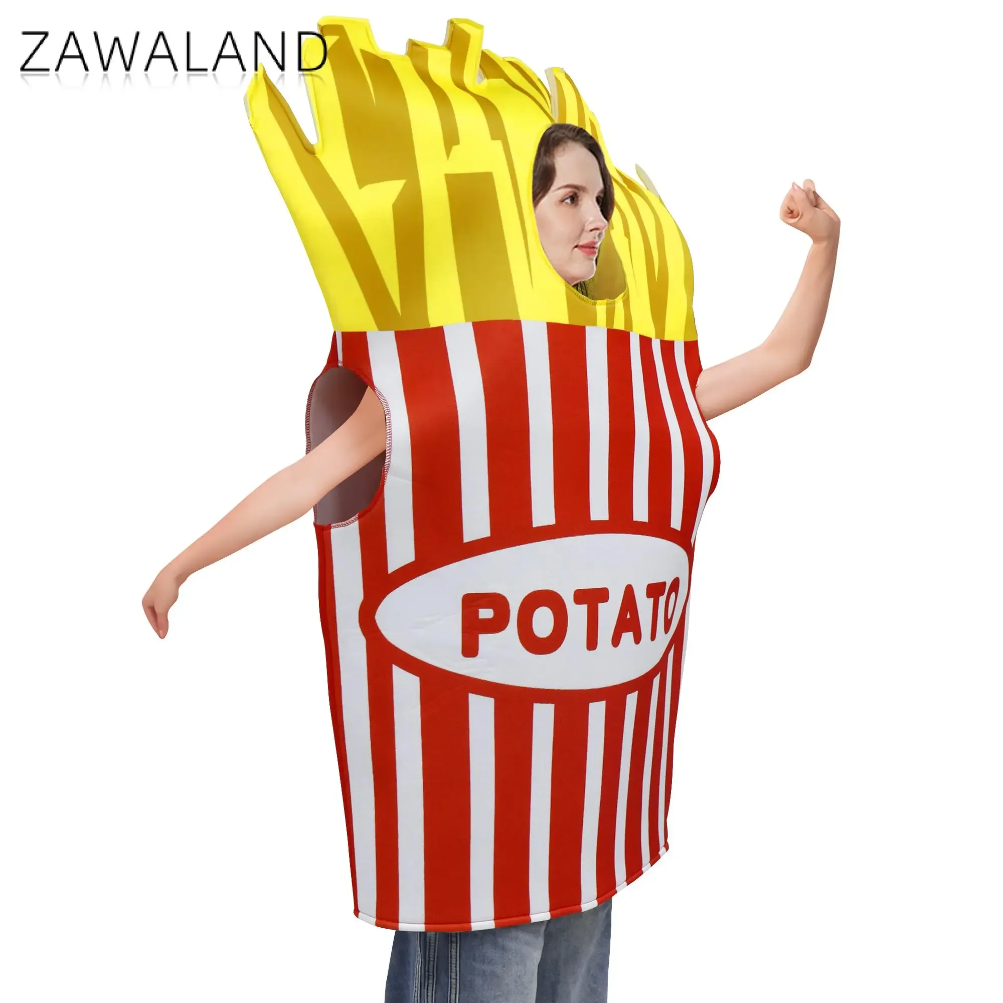 ZAWALAND-Costume de Cosplay Frites d'Halloween pour Mère et Fille, Vêtements en Éponge Imbibés de Nourriture Amusante pour