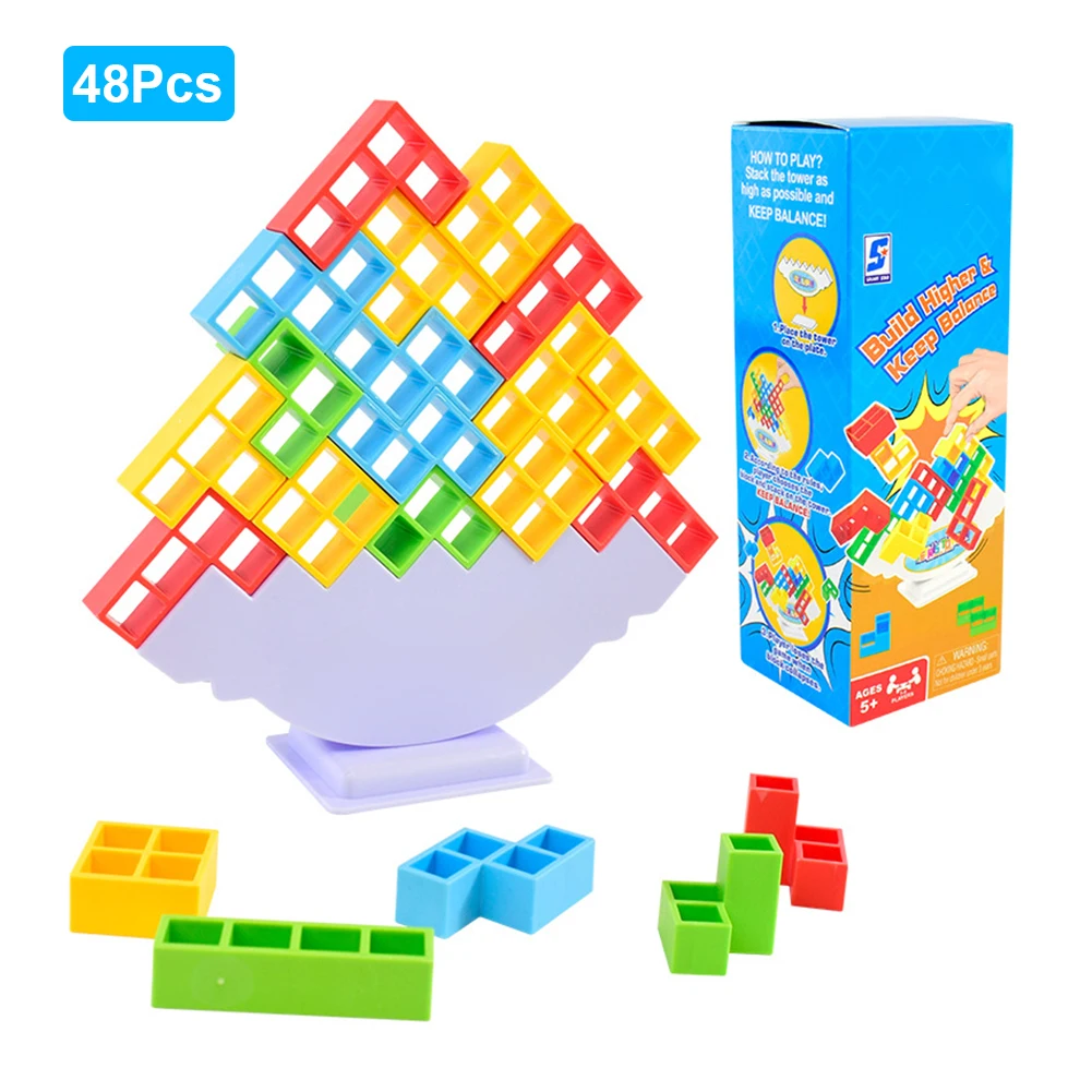 16-48 blocchi Building Block Brick Toy Balance impilati Tetra Tower Game Swing High Russian Building Blocks Stack Kid Desktop Toys