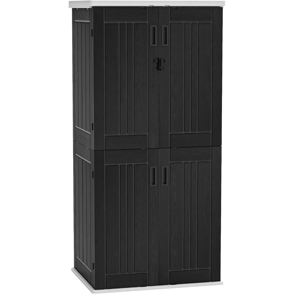 

Outdoor Tall Storage Cabinet with 4 Shelves, Waterproof Resin Vertical Tool Shed, Lockable 30 cu. ft. Storage Shed for Patio, G
