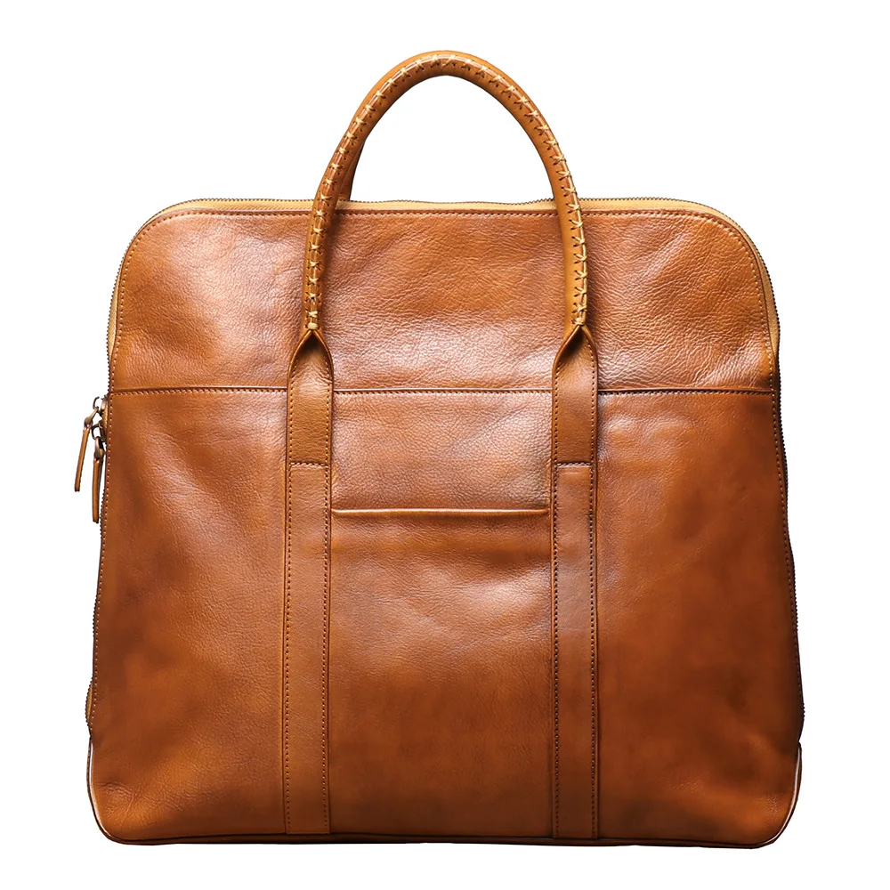 Étui à bombes en cuir vintage pour hommes, sac pour ordinateur portable en cuir de vachette avec document d'essuyage, cuir tanné végétal, sac à dos à bandoulière initié