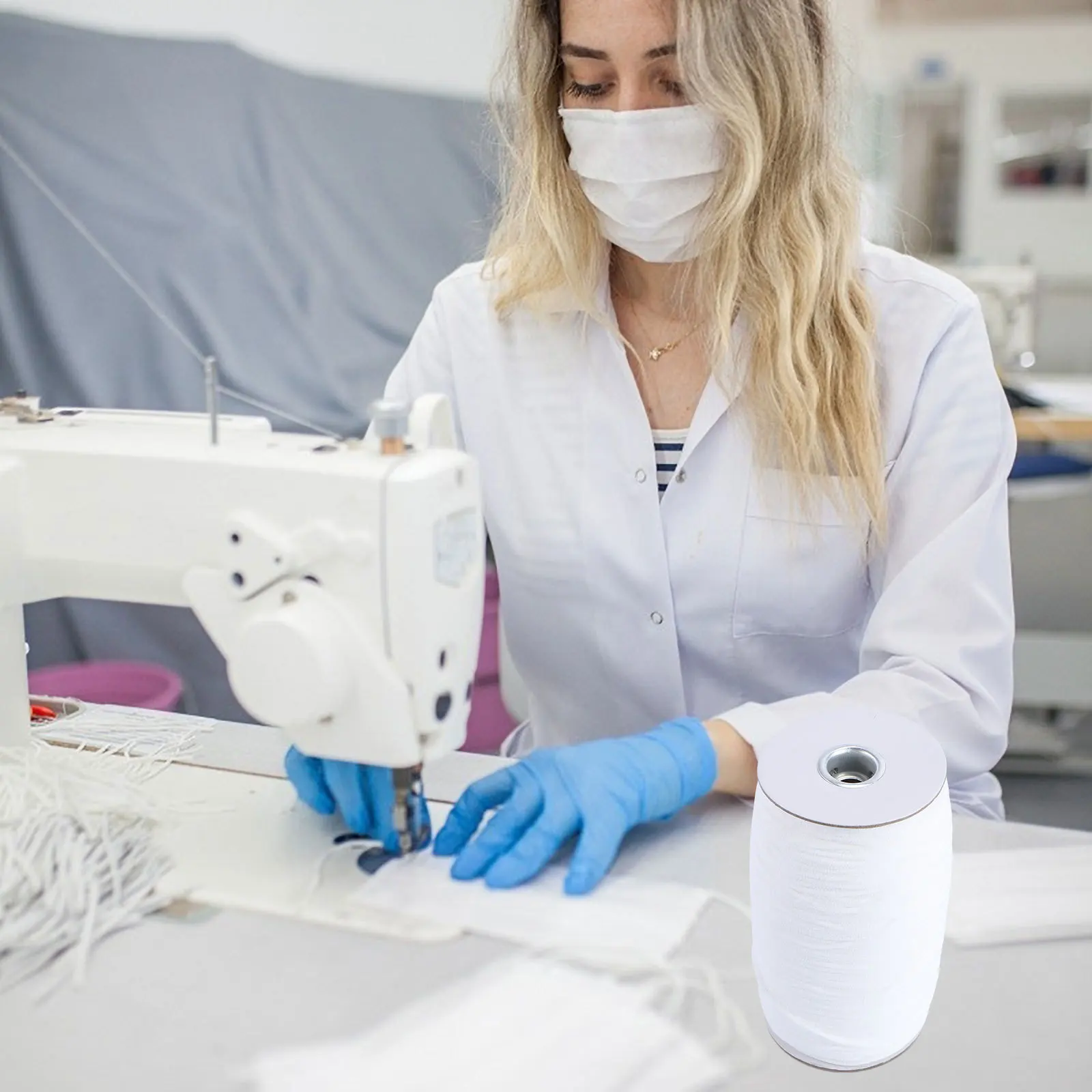 

Roll Flat Elastic Ribbon Band Face Mask Polyester Clothing Accessories Strap 180m 4mm White DIY Sewing Craft Decoration