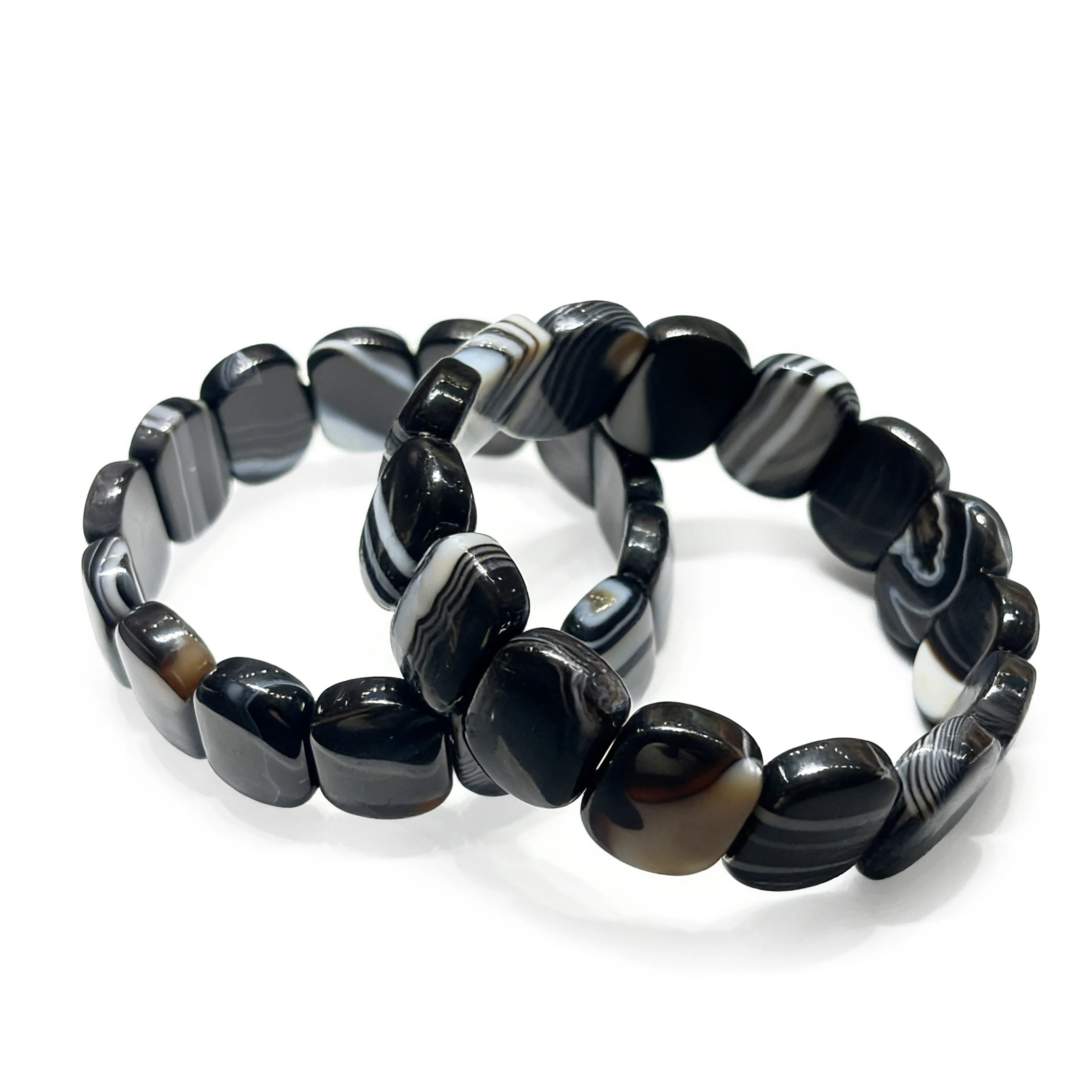 

Natural White & Black Striped Onyx Geometric Square Hand Chain,,Wrist Fit, Women's Minimalist Jewelry, Aesthetic Casual Wear