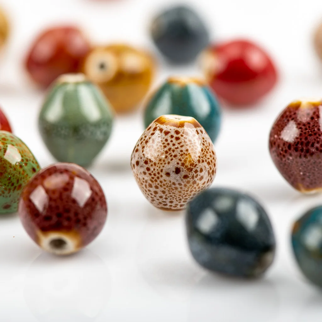 15# 20pcs Oval Shape unique Ceramic beads oblate  Yoga Specail Ceramic Beads #A329B