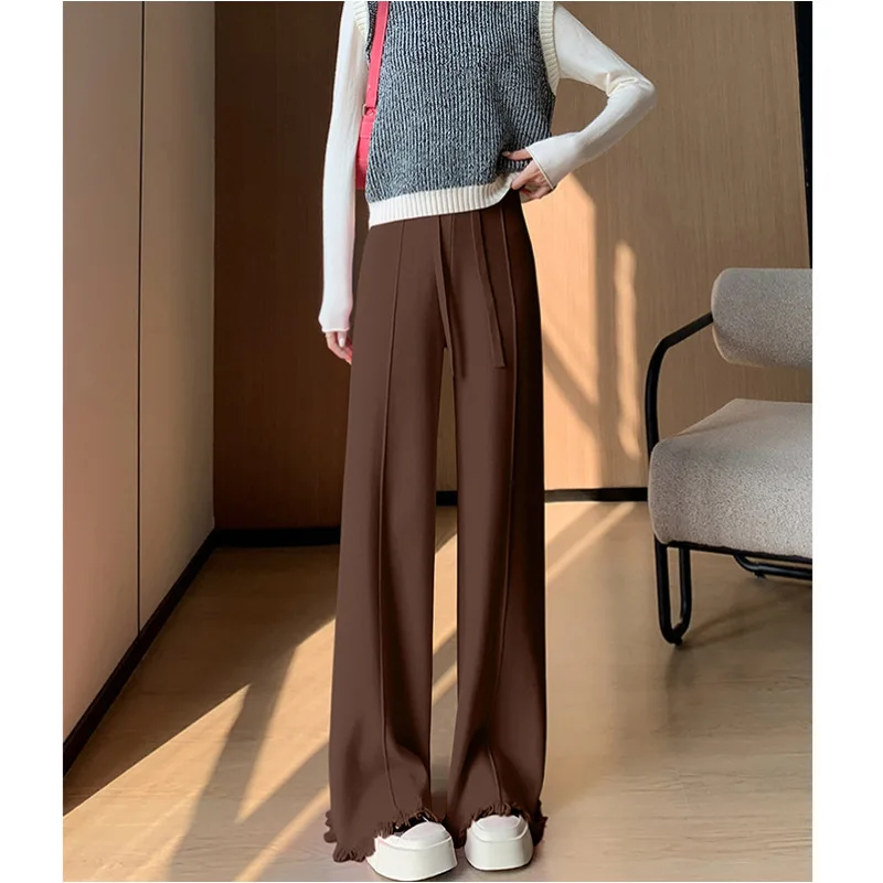 

Брюки, подчеркивающие фигуру, супермягкие трикотажные брюки с широкими штанинами, повседневные прямые брюки, стройнящие, роскошно толстые трикотажные брюки