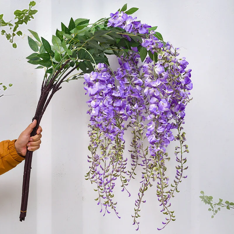 6PCS High-End Long Artificial Wisteria Vine Hanging Decor for Living Room Wedding Arch Ceiling Home Decoration