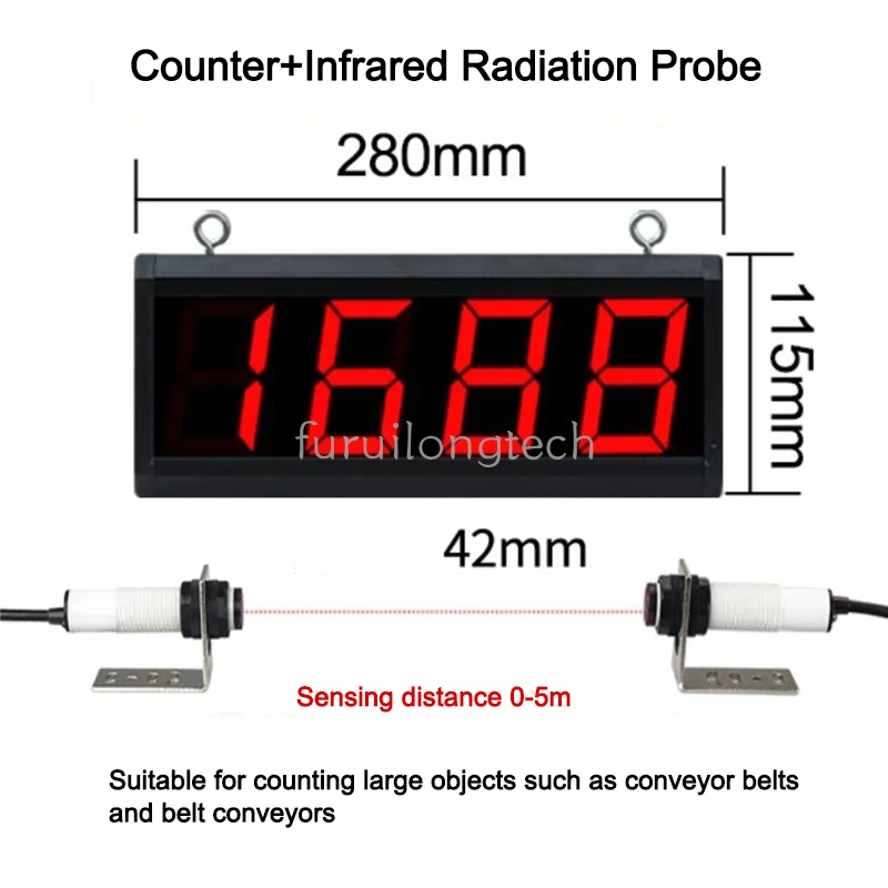 3-inch 4-bit Infrared Induction Counter Conveyor Belt Assembly Line Counting Industrial Large Screen Digital Display Counter