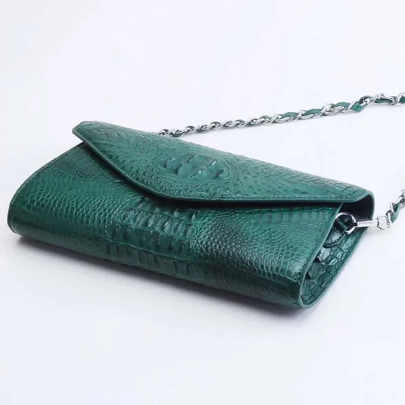 ourui black  crocodile  chain  Female bag  No stitching  One shoulder  female  Recreation bag women handbag