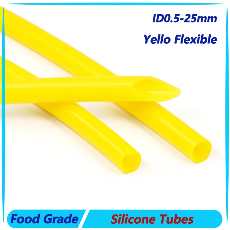

Flexible Silicone Tube Food Grade Rubber Hose Aquarium Air Irrigation Pipes Water Connector Garden Hoses ID0.5-25mm 1~10M Yellow