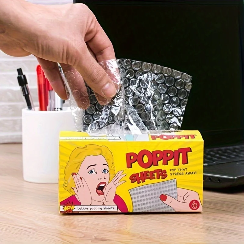 1 صندوق من أوراق الضغط Poppit، ورق ضخ الفقاعات لتخفيف الضغط، 20 رسمًا لضخ ورق المكتب للبالغين/الطلاب، اضغط