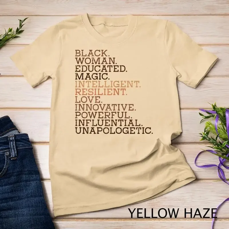 T-shirt unisexe pour femmes, noir, éduqué, magique, BHM, histoire africaine, mélanine