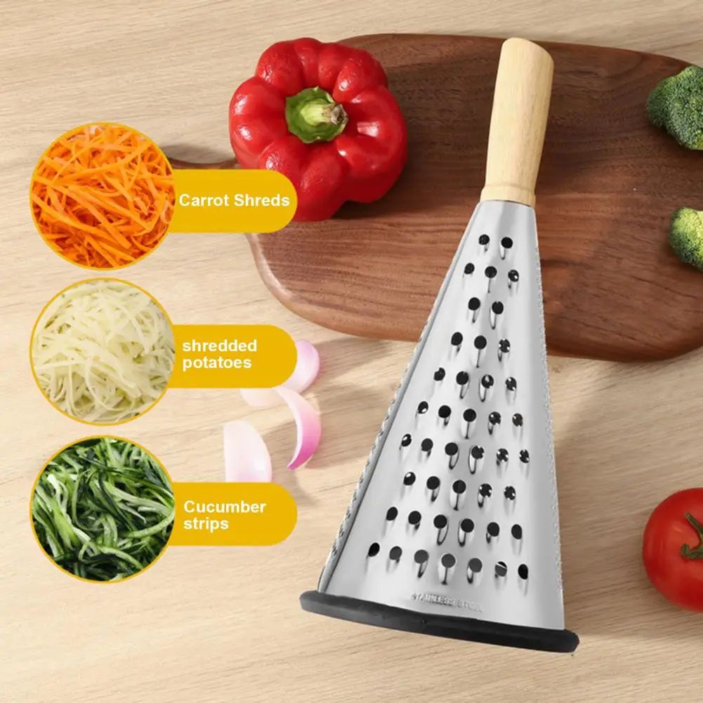 Rallador de Cocina de Silicona Antideslizante, Rallador de Queso de Acero Inoxidable de 4 Lados, Rallador de Verduras Multifuncional
