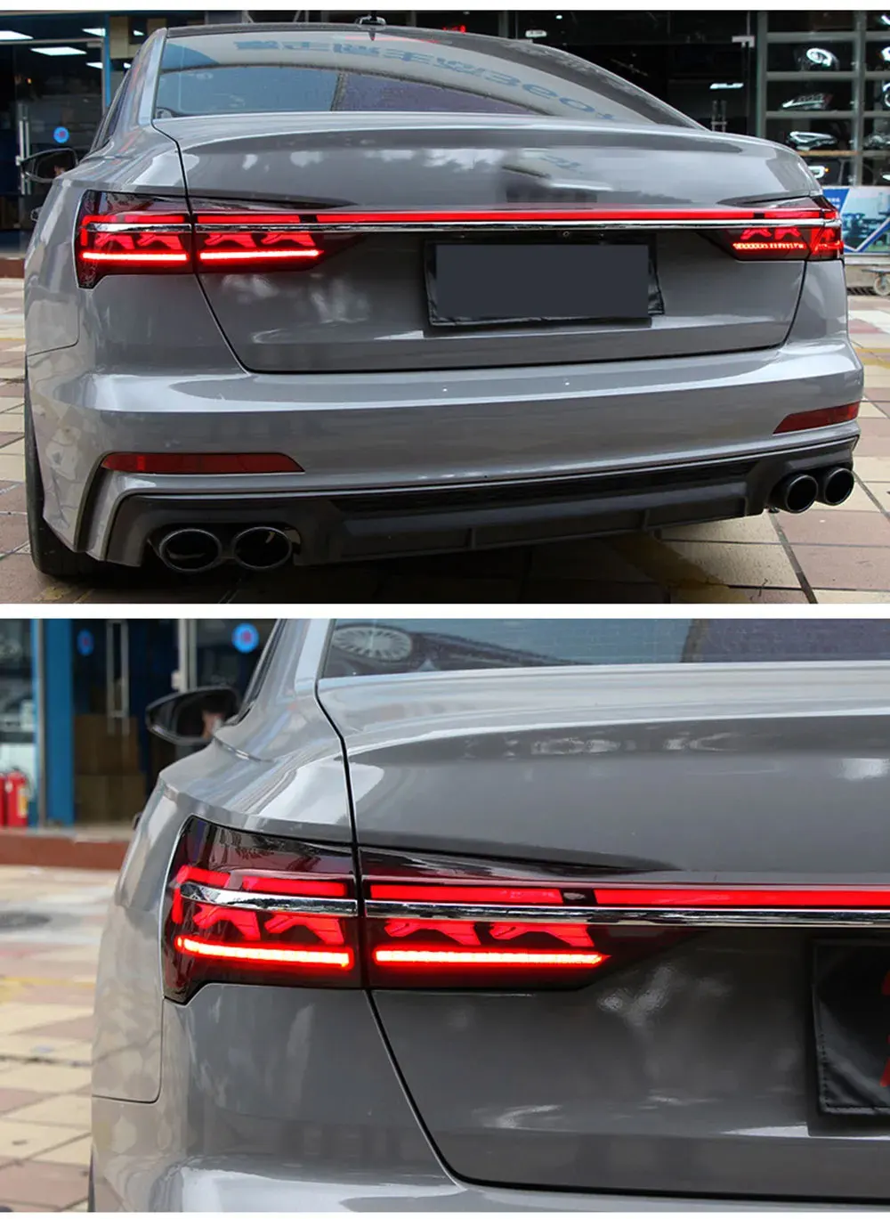 

Автомобильные светодиодные задние фонари для Audi A6 C8 Задний фонарь 2019 2020-2023 A6L Обновление A8 Стайлинг через задний фонарь Сигнальные стоп-сигналы заднего хода