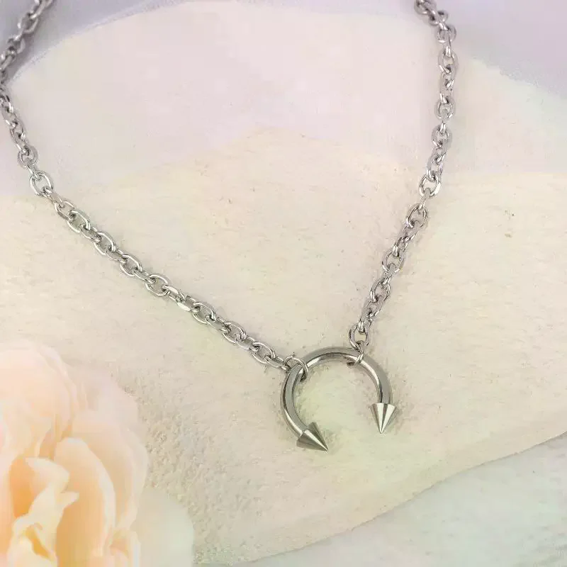 Retro Hip-hop Style Titanium Steel Necklace Party Punk Rivet Pendant Unisex Choker Gothic Y2K Jewelry