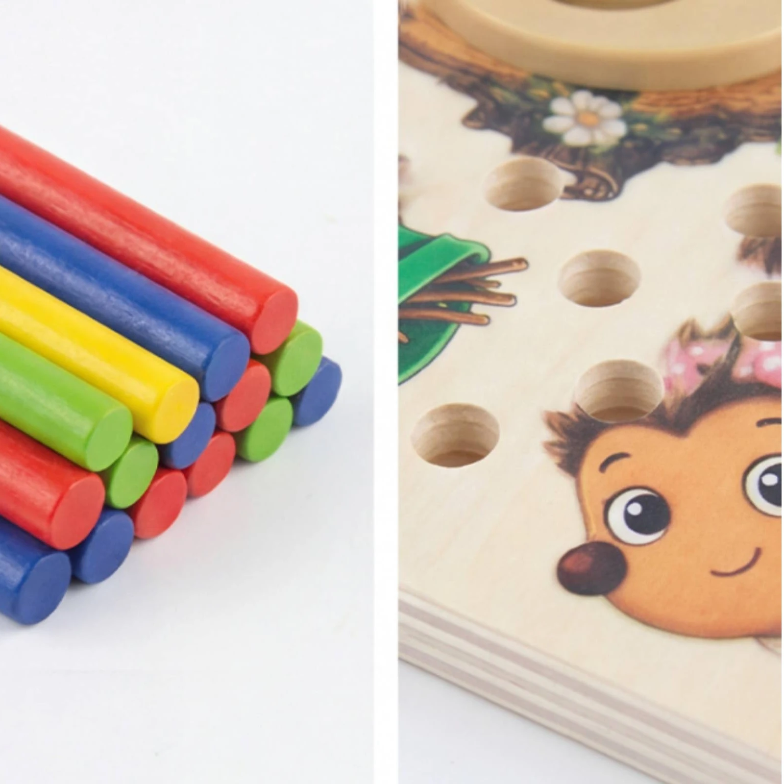 Hedgehog Counting Board Numbers Wooden Counting Game Peg Game with Rotating Dial Hands-on Math Manipulative Sensory