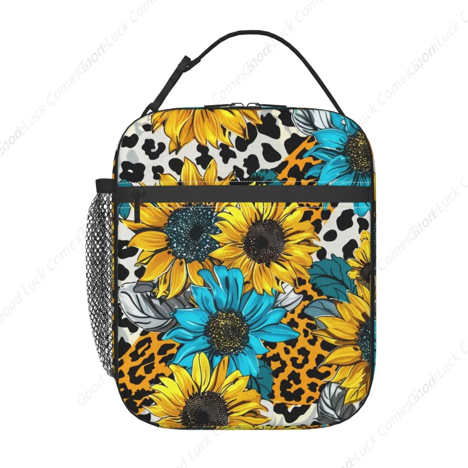 Reusable Sunflower Lunch Box for Kids Girls Boys Women Adult, Insulated Floral Lunch Bag,Polyester Cooler Flower Handbags Case