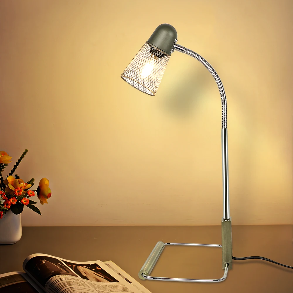 Depuley Industrial Desk Lamp Modern Eye-Caring Bedside Gooseneck Reading Lamps Vintage Nightstand Table Lamp Lighting for Office