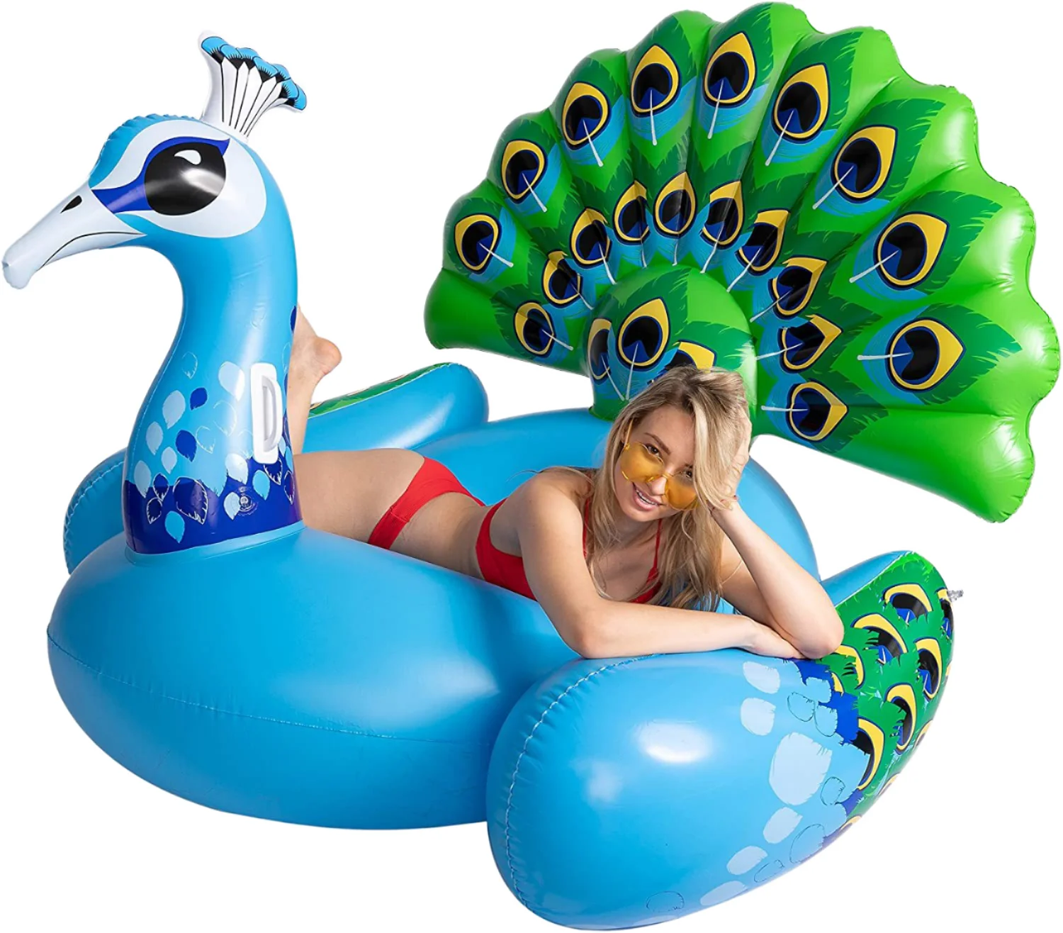 

Peacock Design Inflatable PVC Floating Bed | Thickened Swimming Pool Recliner & Water Lounge Mat