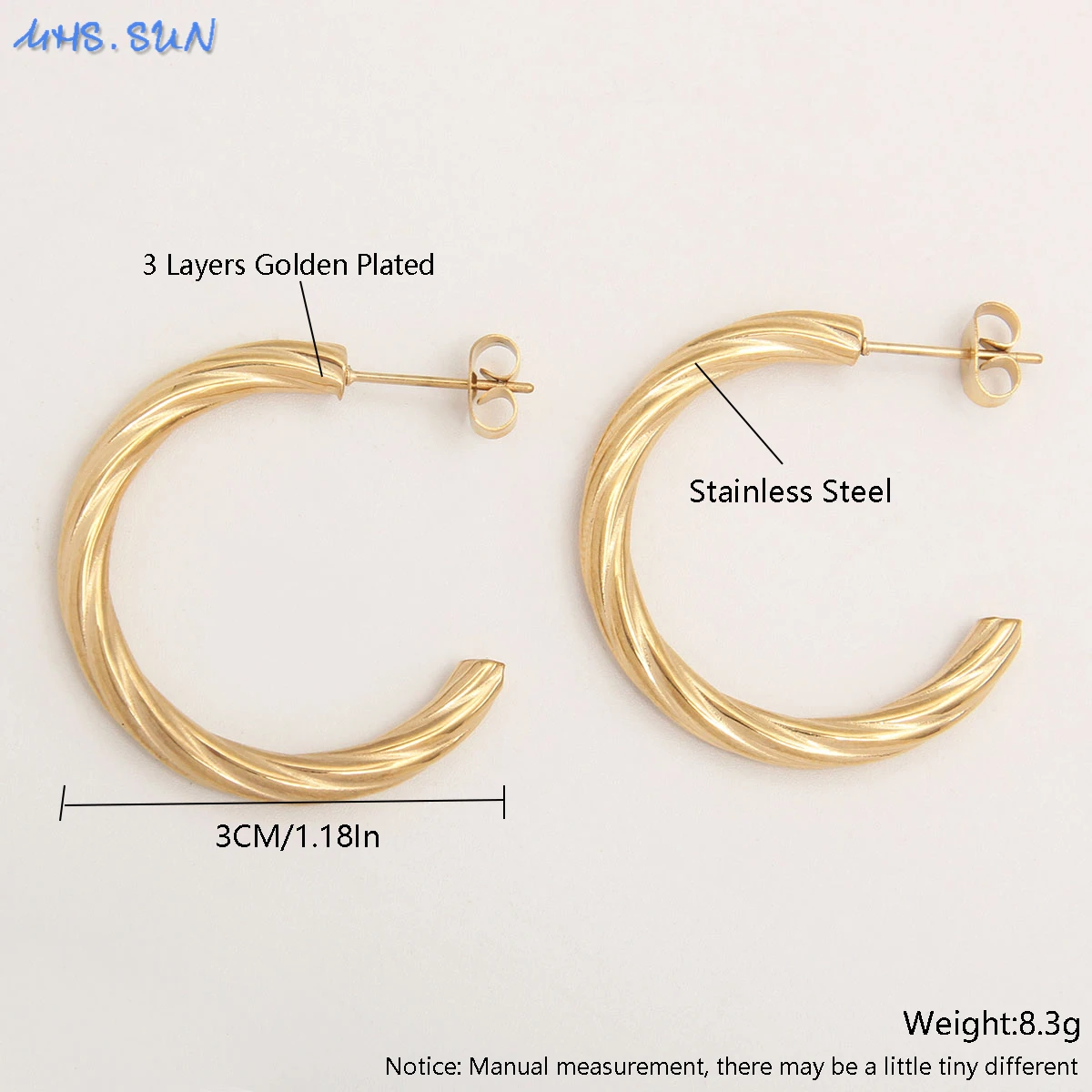 MHS.SUN New Arrival Exquisite Leaf/Annular/Star Stud Earrings Gold Plated Stainless Steel Women Girls Party Jewelry Gifts