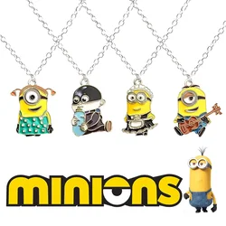 Minionlar kolye Anime karikatür kolye erkek kız alaşım zincir Kawaii takı dekorasyon sevimli çocuk oyuncakları moda Necklace kolye hediye