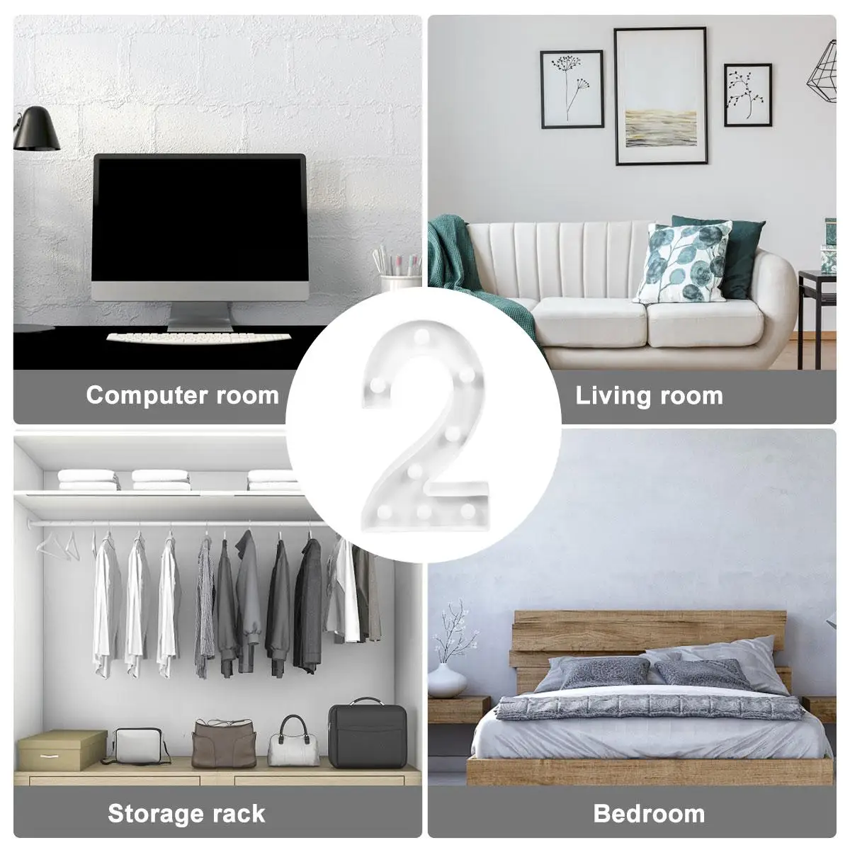 LED Marquee Number Light Sign Decorative Night Digital Lights Christmas Party Wedding PVC Material Reusable Safe