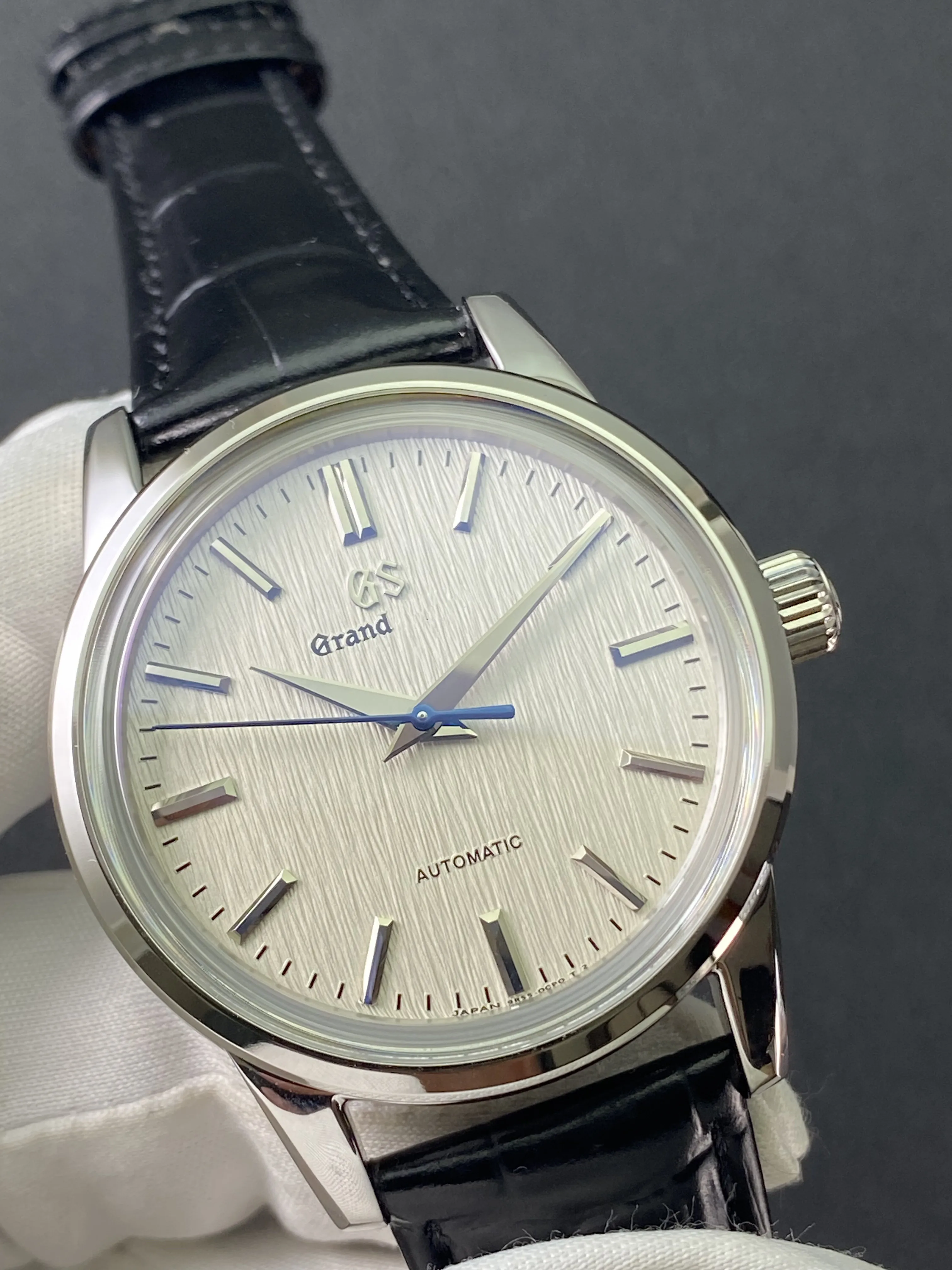 GS Automatic Mechanical Men Watch Ukiyo-e Enamel Cream Dial 5-Side Polished 3D Hands Seagull Movement Fashion Business Wristwatc