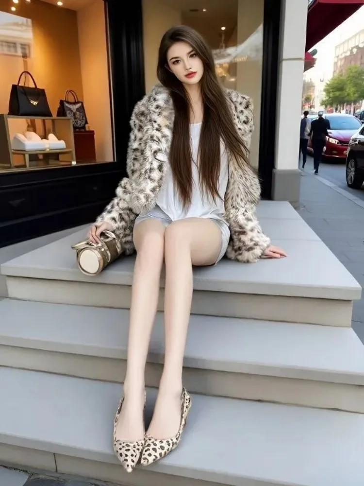 Women's Faux Fur Coat Fairy Fall Winter Coat Lamb's Wool Thicken Warm Short V-neck Simple Brand Fashion Harajuku Versatile