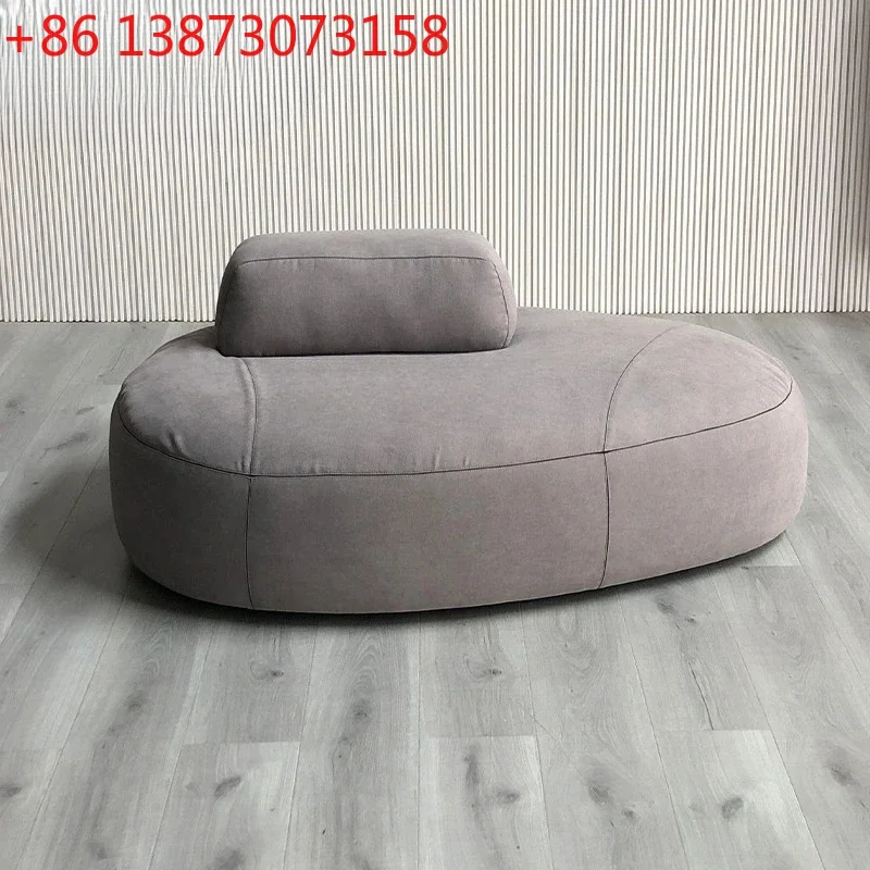 

Italian Minimalist Oval Pebble Sofa Shopping Mall Clothing Store Rest Stool Cream Style Sofa Low Stool