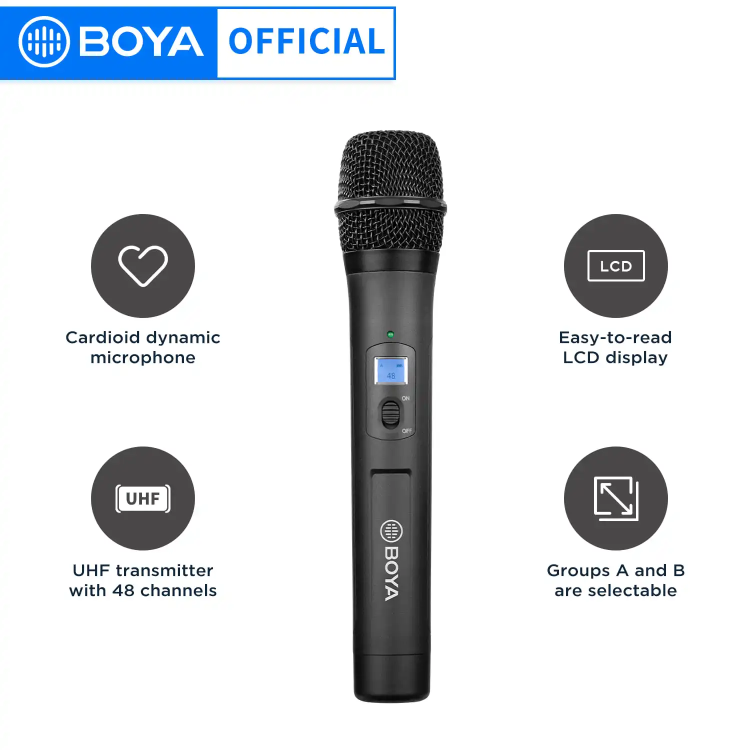 BOYA BY-WHM8 Pro UHF Wireless Handheld Microphone 48 Channels OLED Display Dynamic Mic for BY-WM8 Pro K1 K2 Kit Receiver RX8 Pro