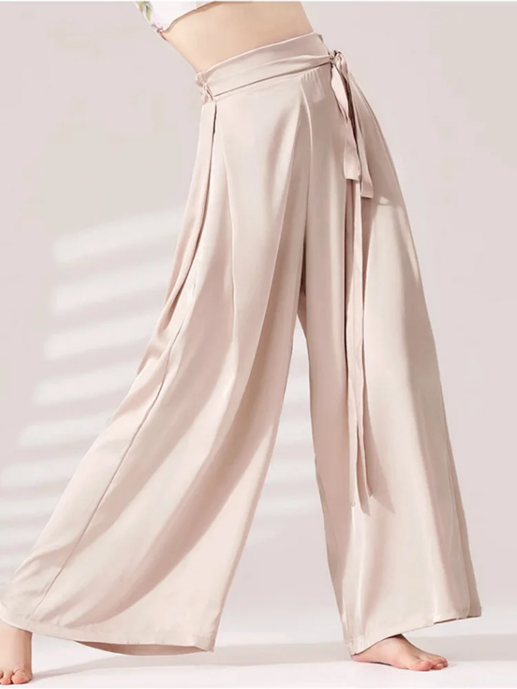 Solid Color Ballet Leotard Dance Line Pants Classical Wear High Waist Core Y 2k Latin Bandage Costume Wide Leg Trousers