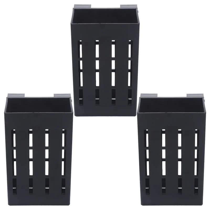 3 Pcs Black Hooks Aquarium Plant Stand Hanging Holder Pots Container Planting Baskets Plastic Fish Tank Decorations Naments Pet