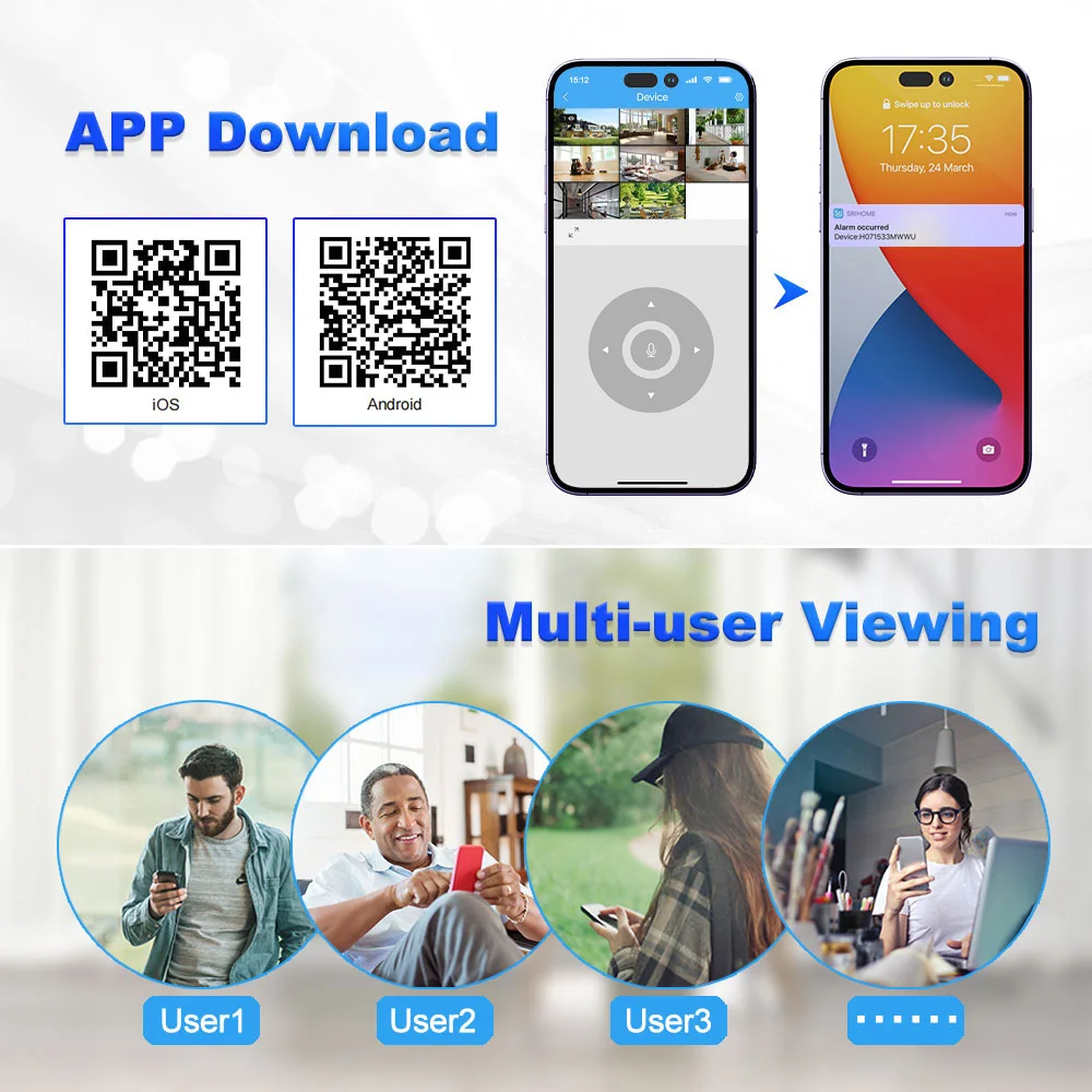 Srihome NVS010-IPC047 10 "2MP 1080P 4CH NVR Kit Telecamera IP wireless Full Color AI Rilevazione umanoide Monitor CCTV di sicurezza domestica