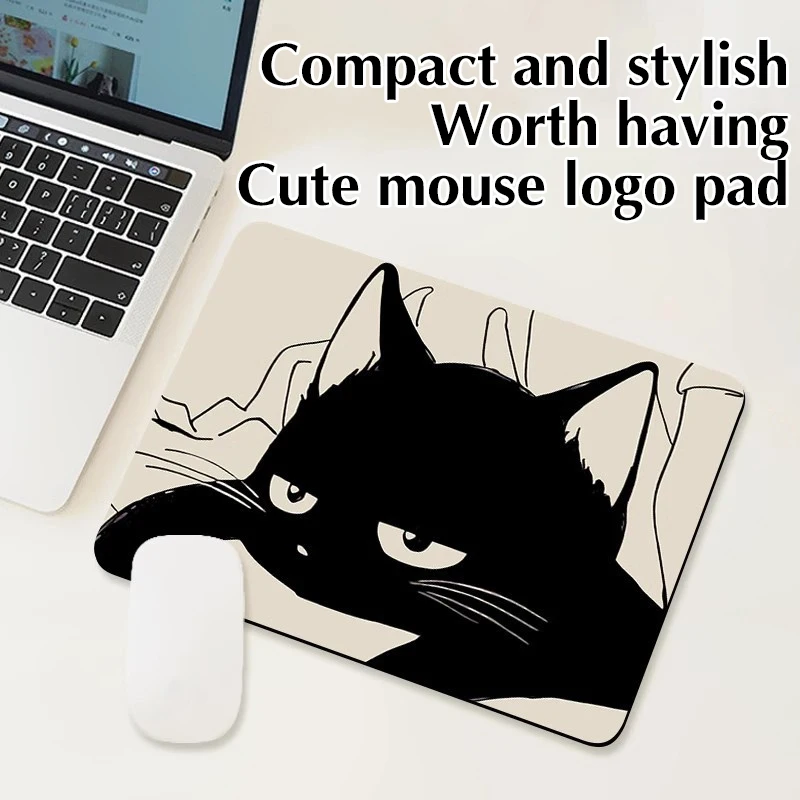 Black Cat Mousepad Small Office Computer Desk Mat Table Keyboard Big Mouse Pad Laptop Cushion Non-slip Deskpad Home Decor