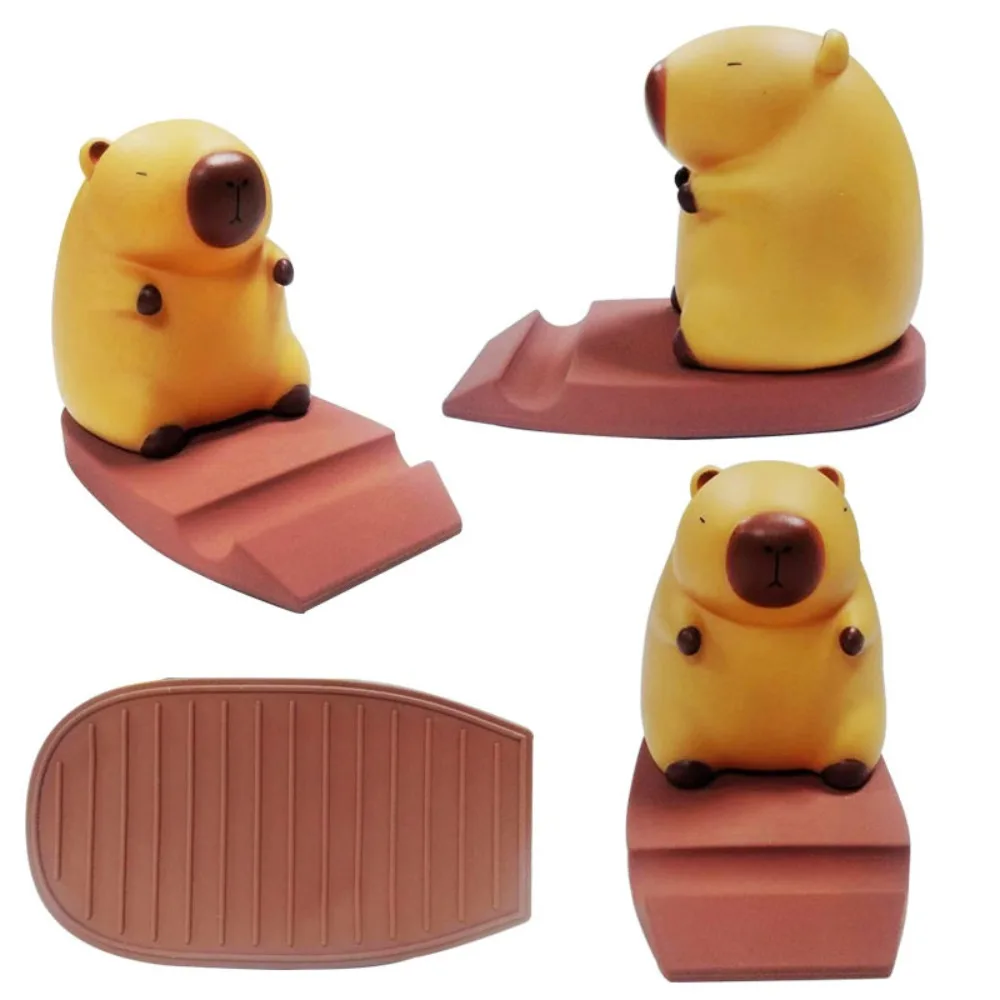 Figure Model Capybara Phone Holder PVC Doll Support Capybara Mobile Phone Stand Desk Decor Cartoon Capybara Cell Phone Bracket