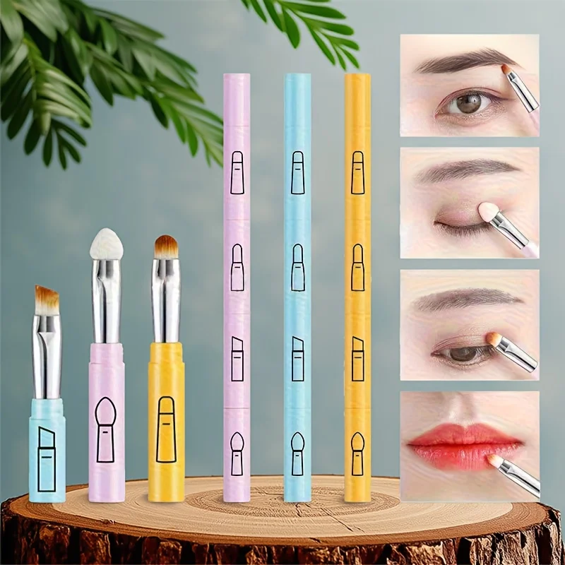 مجموعة فرش 4 في 1 قابلة للفصل والتبديل - كريم أساس من قطعة واحدة، ظلال عيون، كونتور، مجموعة فرش شفاه #5