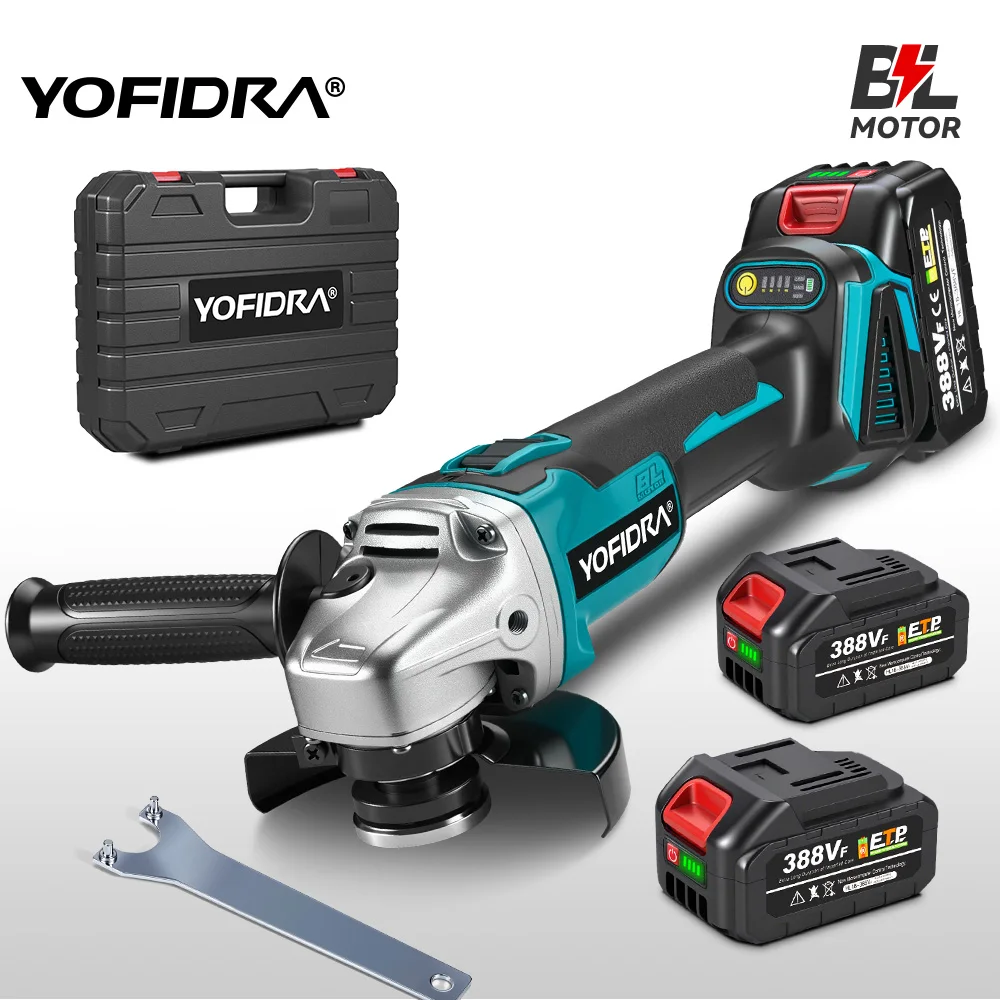 Yofidra 100/125mm Brushless Angle Grinder Variable Adjustment Cordless Grinding Cutting Woodworking Tool For Makita Battery Pin