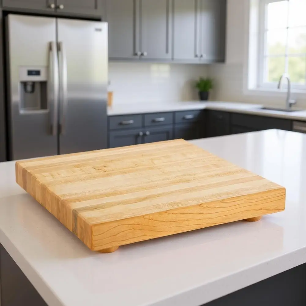 

Доска для разделки из кленового дерева с рисунком кромки, с двойными деревянными и резиновыми ножками, 12x12x1.5 дюйма, квадратная